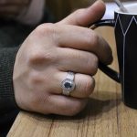 انگشتر توپاز الماس تراش نقره مردانه طرح کسرا - Image 4
