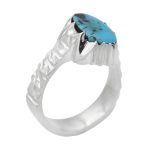 انگشتر فیروزه نیشابوری نقره مردانه دست ساز طرح سیروان