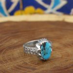 انگشتر فیروزه نیشابوری نقره مردانه دست ساز طرح سیروان - Image 2