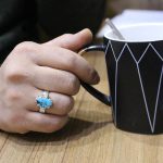 انگشتر فیروزه نیشابوری نقره مردانه دست ساز طرح سیروان - Image 4