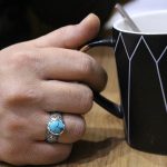 انگشتر فیروزه نیشابوری نقره مردانه دست ساز طرح پویا - Image 5