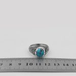 انگشتر فیروزه نیشابوری نقره مردانه دست ساز طرح پویا - Image 4