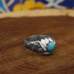 انگشتر فیروزه نیشابوری نقره مردانه دست ساز طرح فراز - Image 2