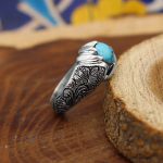 انگشتر فیروزه نیشابوری نقره مردانه دست ساز طرح فراز - Image 3