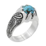 انگشتر فیروزه نیشابوری نقره مردانه دست ساز طرح خرسند