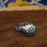 انگشتر فیروزه نیشابوری نقره مردانه دست ساز طرح خرسند - Image 2