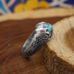 انگشتر فیروزه نیشابوری نقره مردانه دست ساز طرح خرسند - Image 3