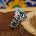 انگشتر فیروزه نیشابوری نقره مردانه دست ساز طرح کمال - Image 2