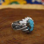 انگشتر فیروزه نیشابوری نقره مردانه دست ساز طرح کمال - Image 3