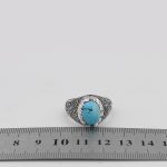 انگشتر فیروزه نیشابوری نقره مردانه دست ساز طرح تورج - Image 5