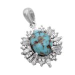 گردنبند فیروزه نیشابوری نقره زنانه طرح غزاله