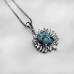 گردنبند فیروزه نیشابوری نقره زنانه طرح غزاله - Image 2