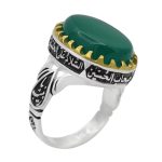 انگشتر عقیق سبز نقره مردانه طرح عقیله