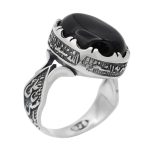 انگشتر عقیق مشکی نقره مردانه طرح آمر