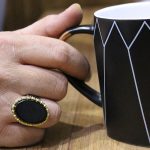 انگشتر عقیق مشکی نقره مردانه طرح ولی - Image 5