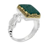 انگشتر عقیق سبز نقره مردانه طرح یا رقیه