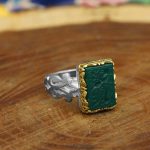 انگشتر عقیق سبز نقره مردانه طرح یا رقیه - Image 2