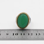 انگشتر عقیق سبز نقره مردانه طرح شاپور - Image 5