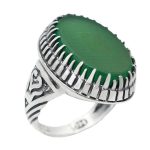 انگشتر عقیق سبز نقره مردانه طرح زیارت عاشورا