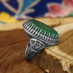 انگشتر عقیق سبز نقره مردانه طرح زیارت عاشورا - Image 2