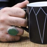 انگشتر عقیق سبز نقره مردانه طرح زیارت عاشورا - Image 5