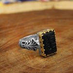 انگشتر عقیق مشکی نقره مردانه طرح شاهرخ - Image 3