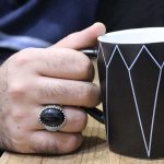 انگشتر عقیق مشکی نقره مردانه طرح شاهکار - Image 5