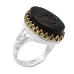 انگشتر عقیق مشکی نقره مردانه طرح شایان