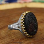 انگشتر عقیق مشکی نقره مردانه طرح شایان - Image 3