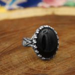 انگشتر عقیق مشکی نقره مردانه طرح شهاب - Image 2