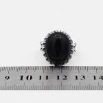 انگشتر عقیق مشکی نقره مردانه طرح شهاب - Image 5