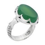 انگشتر عقیق سبز نقره مردانه طرح آرتان