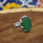 انگشتر عقیق سبز نقره مردانه طرح آرتان - Image 3