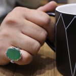 انگشتر عقیق سبز نقره مردانه طرح آرتان - Image 5