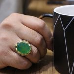 انگشتر عقیق سبز نقره مردانه طرح ارجمند - Image 4