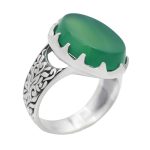 انگشتر عقیق سبز نقره مردانه طرح اشکان