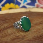 انگشتر عقیق سبز نقره مردانه طرح اشکان - Image 3