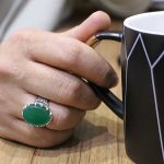 انگشتر عقیق سبز نقره مردانه طرح اشکان - Image 4