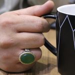 انگشتر عقیق سبز نقره مردانه طرح البرز - Image 4
