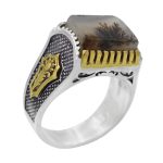 انگشتر عقیق شجر نقره مردانه طرح اهورا