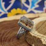 انگشتر عقیق شجر نقره مردانه طرح ایران پناه - Image 2