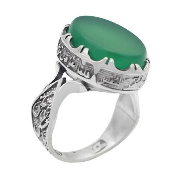 4-1-1963 barsam-green-agate-ring(1) انگشتر عقیق سبز مردانه نقره فاخر