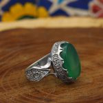 انگشتر عقیق سبز نقره مردانه طرح برسام - Image 3