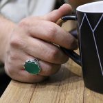 انگشتر عقیق سبز نقره مردانه طرح برسام - Image 4