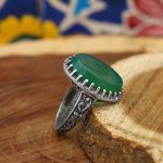 انگشتر عقیق سبز نقره مردانه طرح پارسا - Image 2