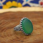 انگشتر عقیق سبز نقره مردانه طرح پارسا - Image 3