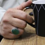 انگشتر عقیق سبز نقره مردانه طرح پارسا - Image 5