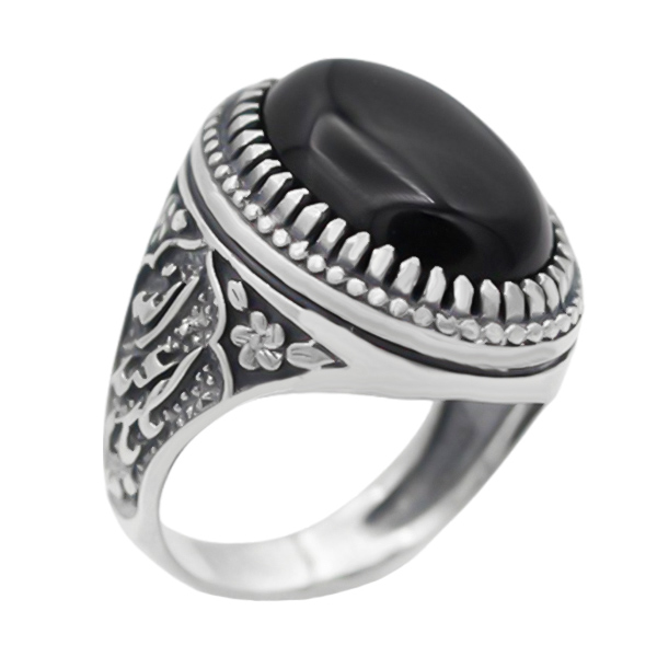 4-1-1965black-agate-foad-ring (1) انگشتر عقیق سیاه (مشکی) مردانه نقره صفوی
