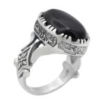 انگشتر عقیق مشکی نقره مردانه طرح جاوید