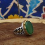 انگشتر عقیق سبز نقره مردانه طرح ماهان - Image 3